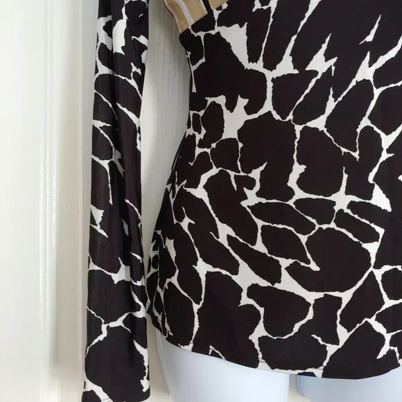 Just Cavalli Deep V-Neck Mob Wife Chic Animal Print Designer Top 42/M - Picture 5 of 12